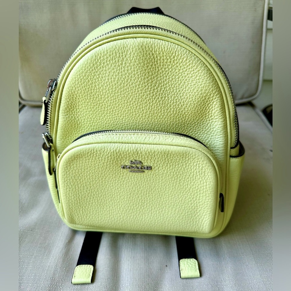 Coach C8603 Mini Leather Court Backpack Pale Lime Yellow Pretty!